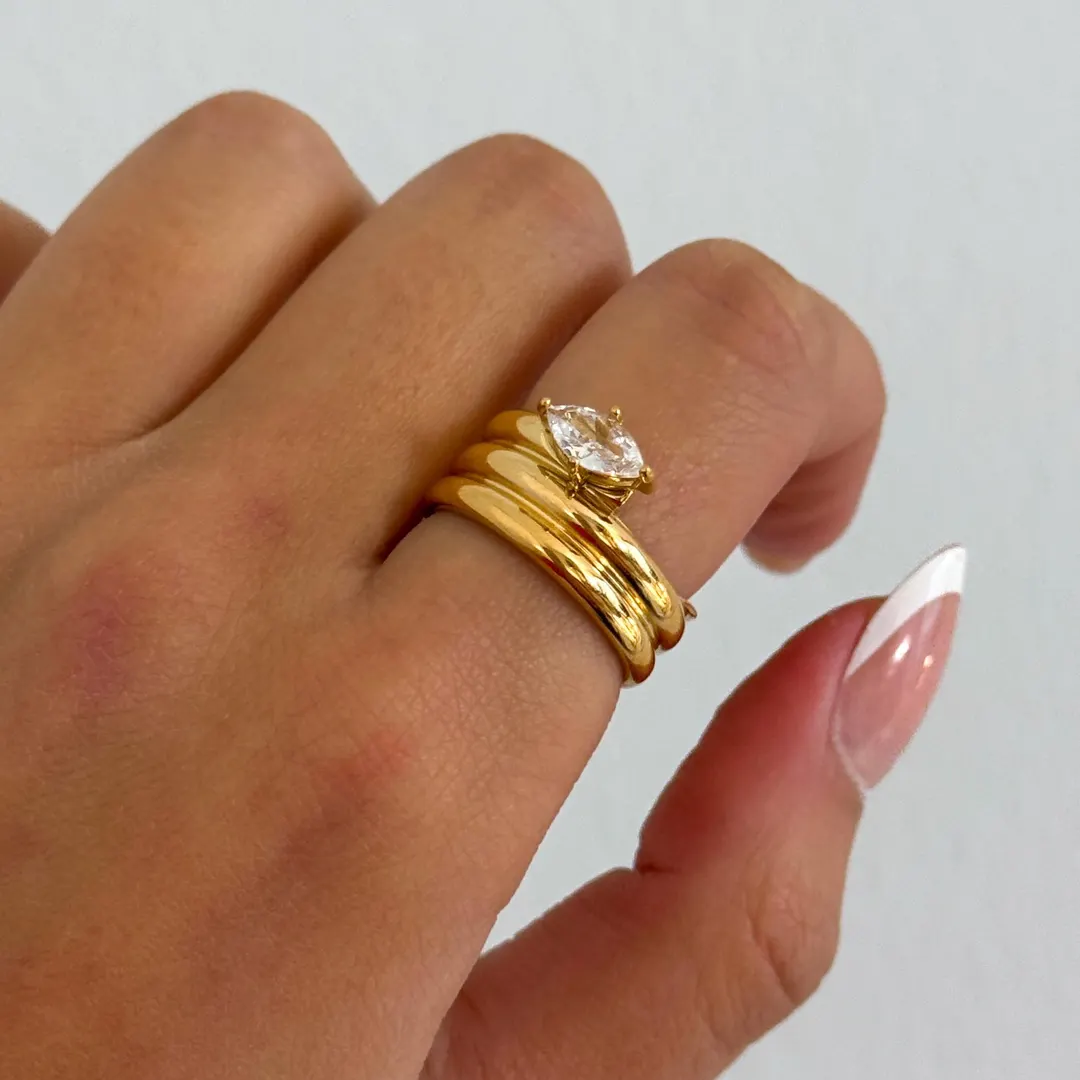 Stackable Teardrop Diamond Ring