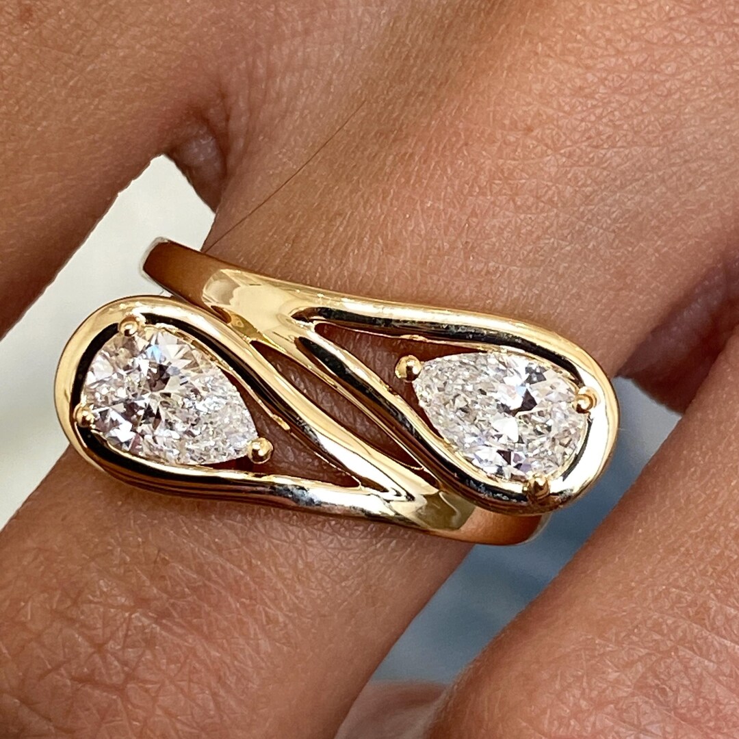 Double Teardrop Diamond Ring