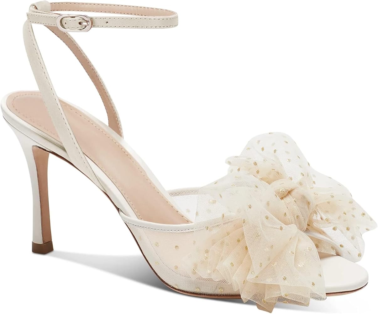 Coutgo Womens Bow Tie Heels Sandals