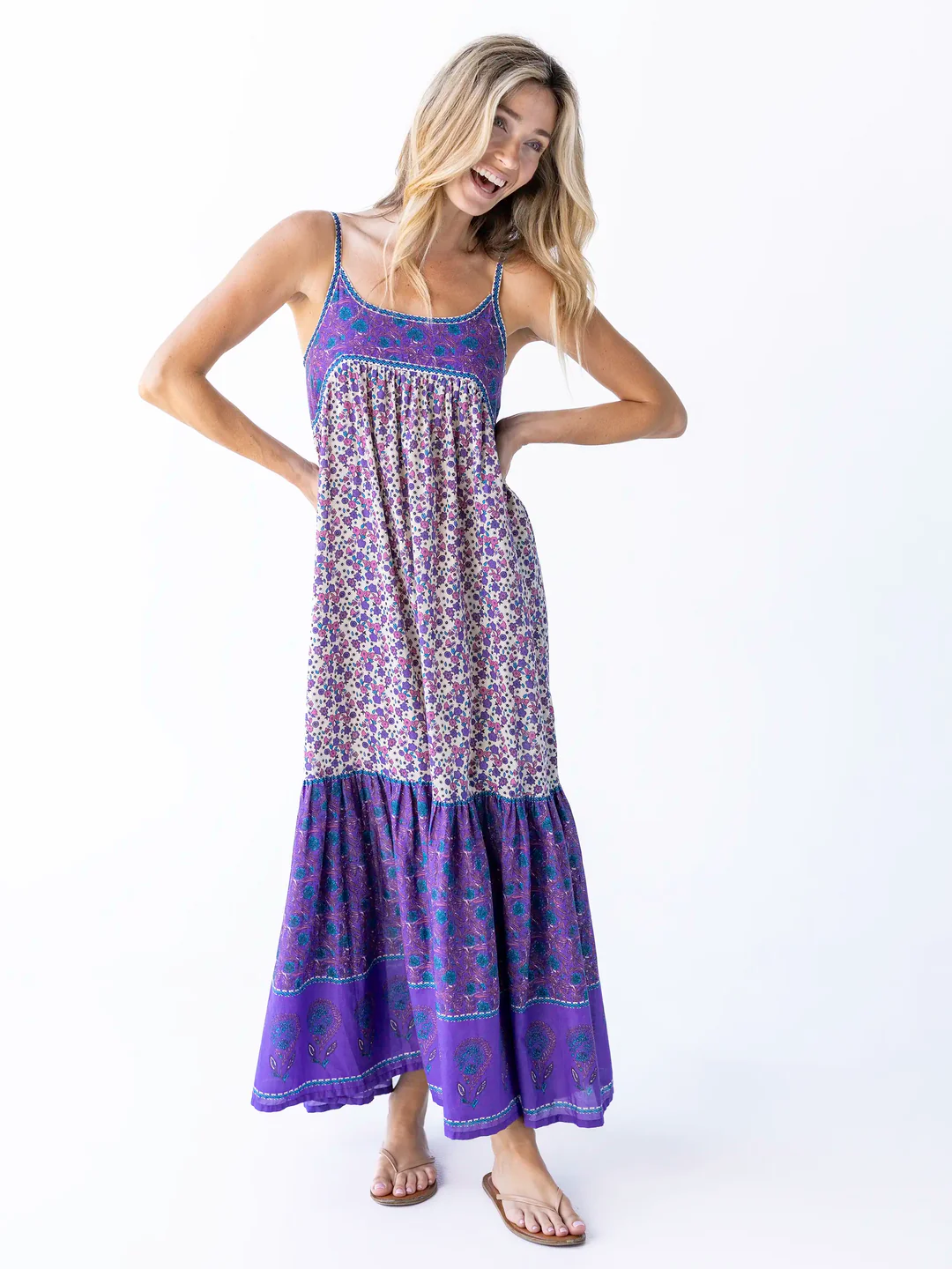 spell boho blossom maxi dress Baltic Born Womens Spell Boho Midi Dress | Blue + Peach Floral main image 0