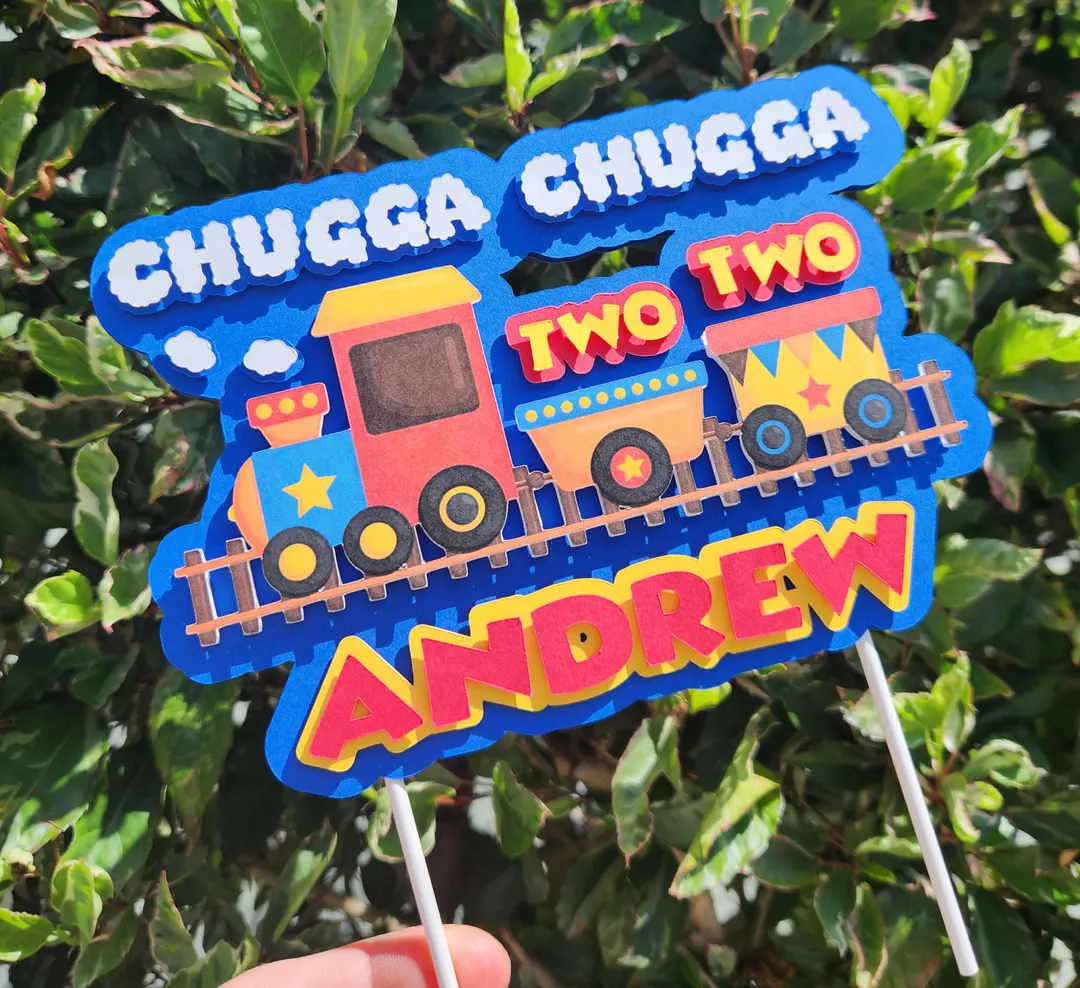 Chugga Chugga TWO TWO 2nd Birthday Boy cover photo collage