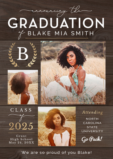 walmart grad cards Custom Graduation | Side Scripted Graduate rich and crisp print that truly stands out 5x7 Greeting Card, Matte, Blank