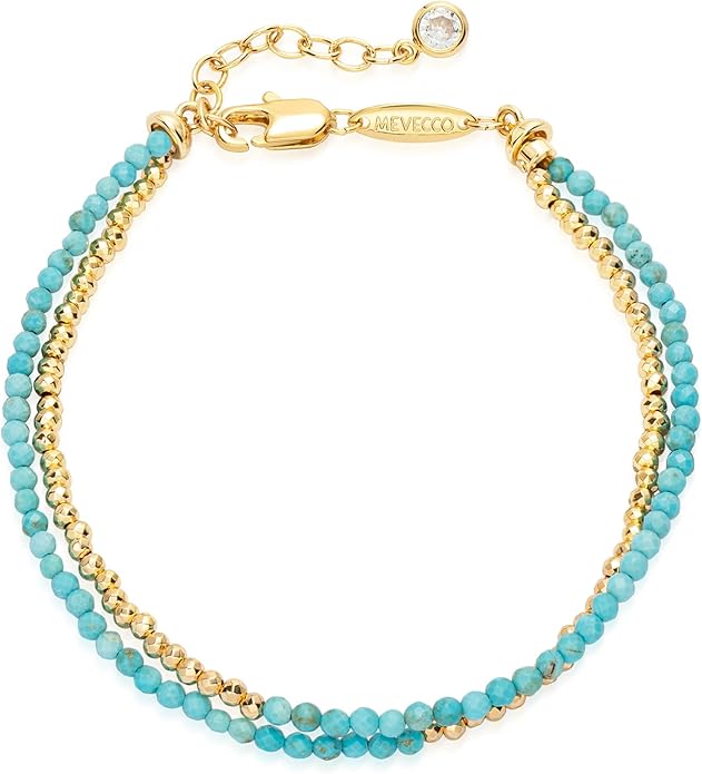 Stone Bead Bracelet (Turquoise & Gold)