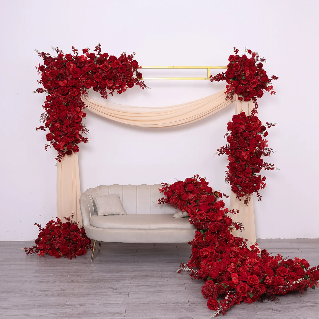 Passionate and enchanting red floral wedding cover photo collage