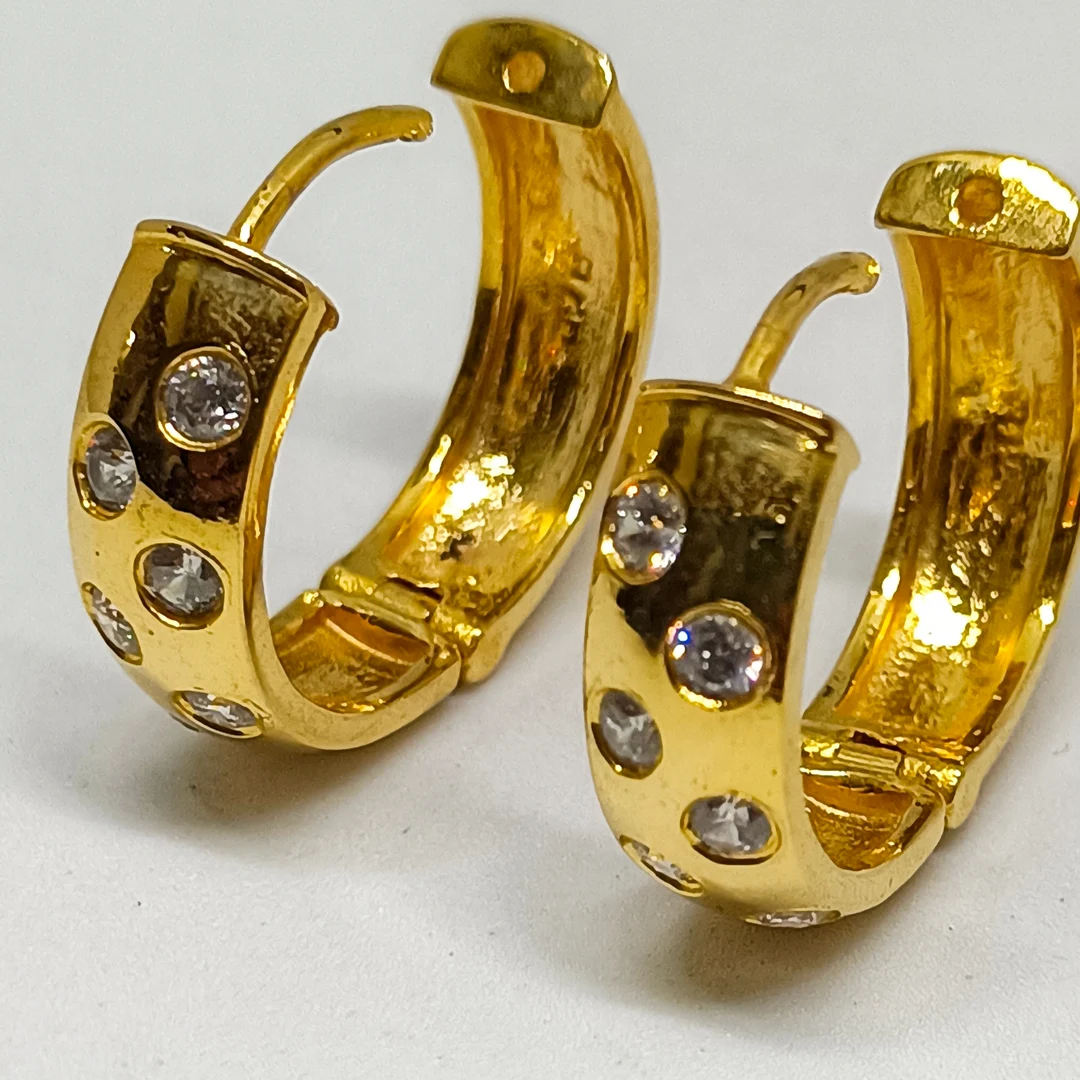 Bezel Set Diamond Hoops