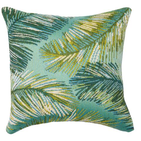 Marina Palm Border Pillow (Seafoam)
