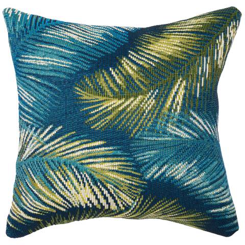 Marina Palm Pillow (Blue)