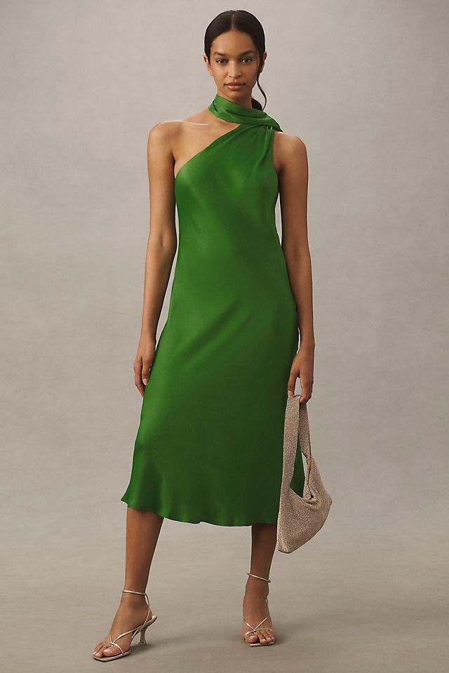 bhldn one-shoulder removable scarf midi dress BHLDN One-Shoulder Removable Scarf Midi Dress