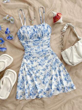shein summer dresses sale Boho Dresses SHEIN VCAY Summer Vacation Floral Print Short Sleeve Casual Dress Sundress;Summer Court Style Floral Ruffle Dress Ballet SHEINTrendy Casual Summer Dress |
