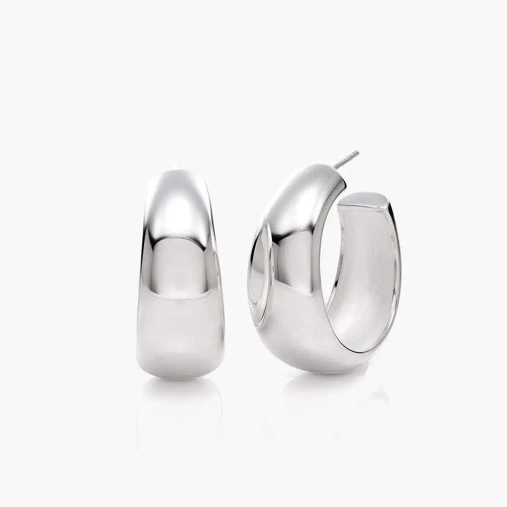Silver Chunky Dome Hoops
