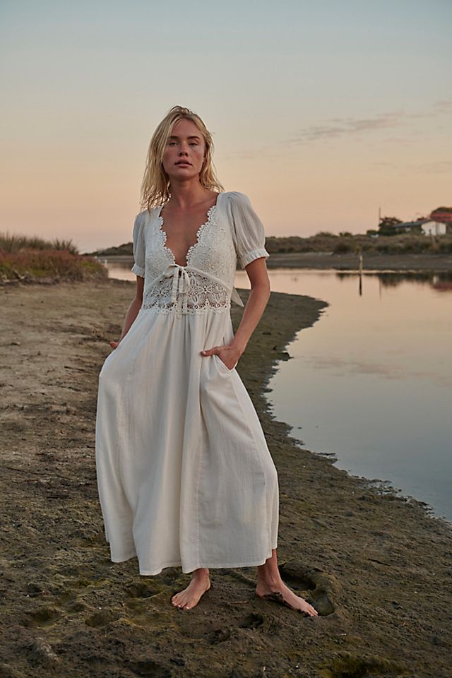 fp one ciella lace maxi dress green Shona Joy La Lune Lace Cross Back Maxi Dress in White