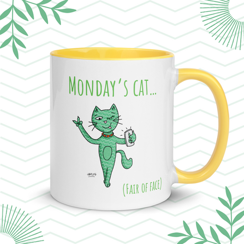 Funny Ceramic/Enamel Mugs - (cats, Shakespeare, and poetry) cover photo collage