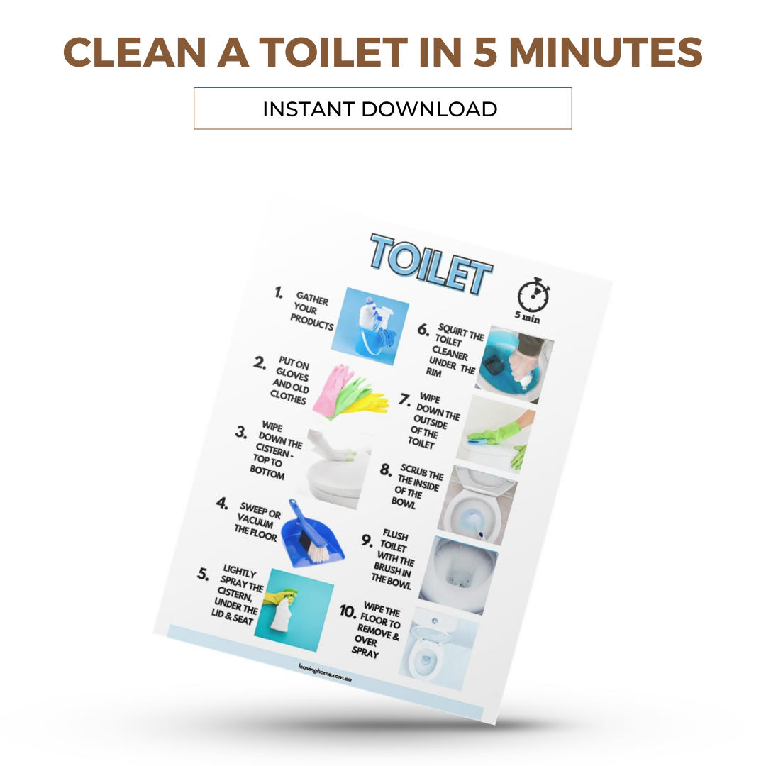 How to Clean a Toilet | Checklist and Product suggestions cover photo collage