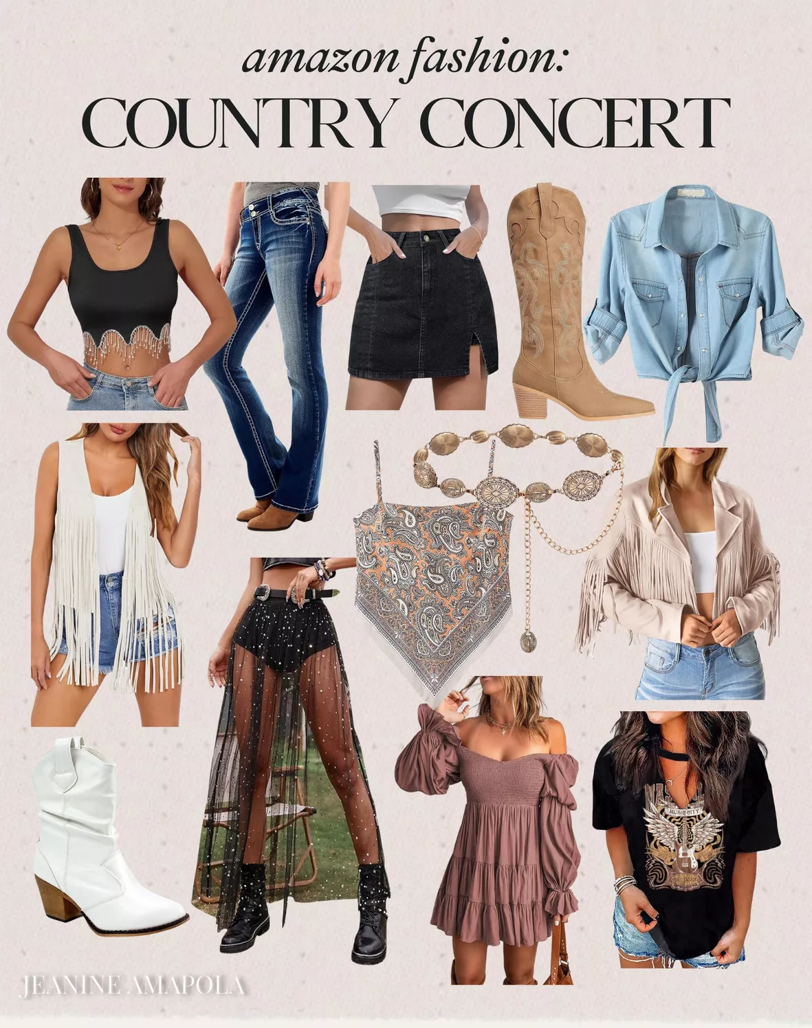 country outfits and must haves! 🇺🇸💃🏼🪩 cover photo collage