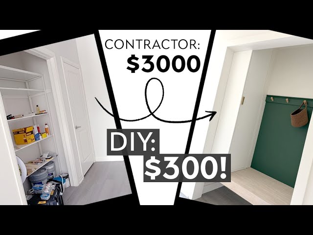 DIY Tiny Closet to Mudroom Makeover Materials cover photo collage