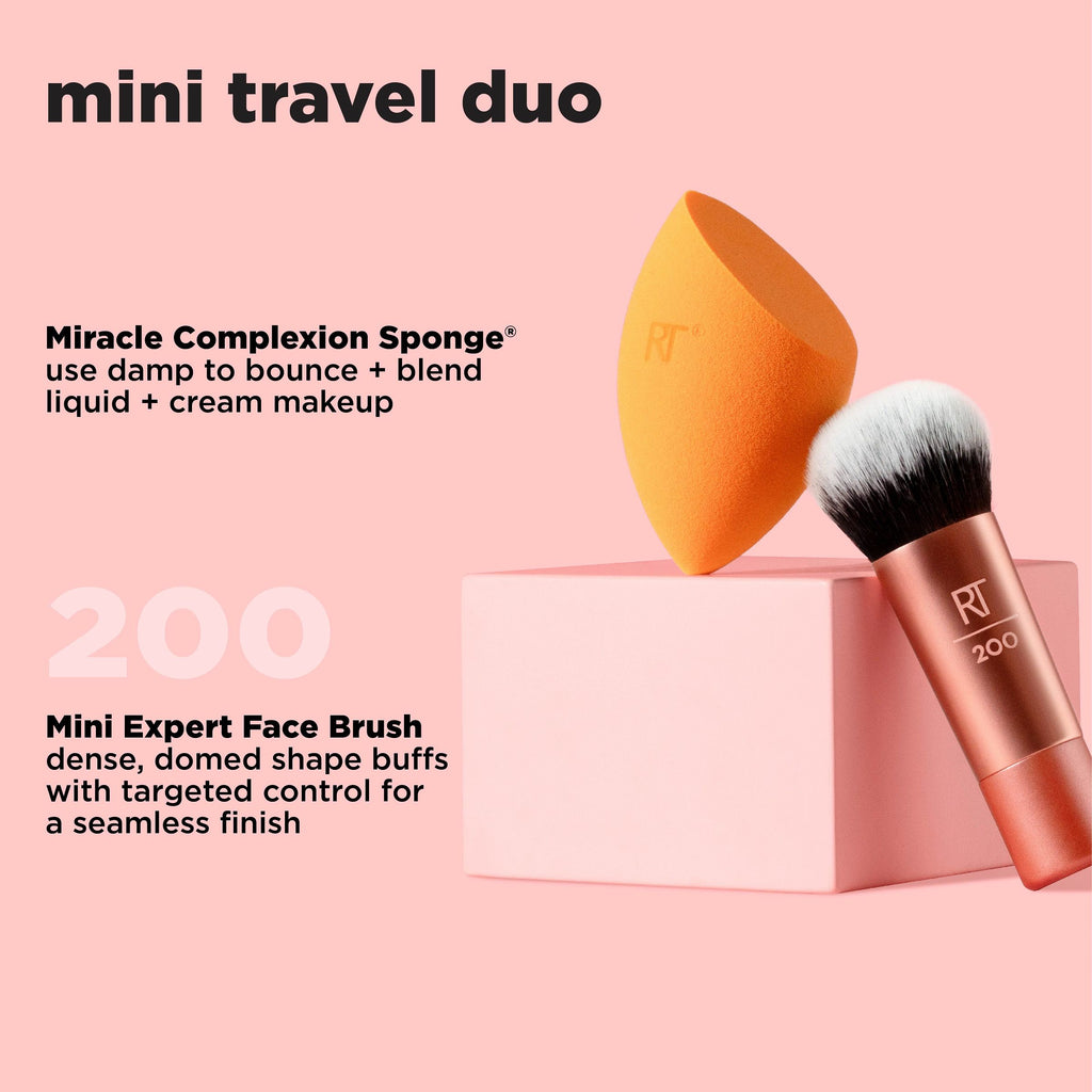 Skincare + hair + makeup products on the go cover photo collage