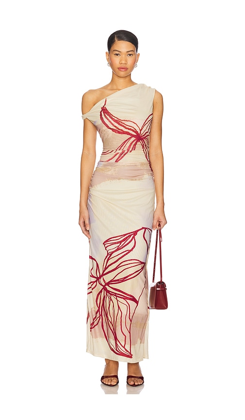 chinese dress ladies Tulsia Floral Cape Maxi Dress in Pink