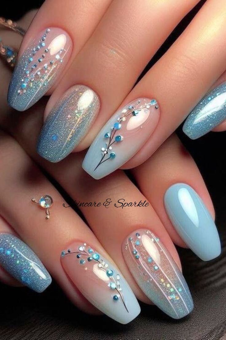 Shimmering Light Blue Nails Trend 2025