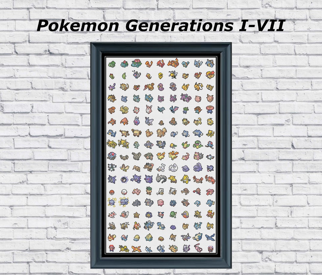 Pokemon All Generations Cross Stitch