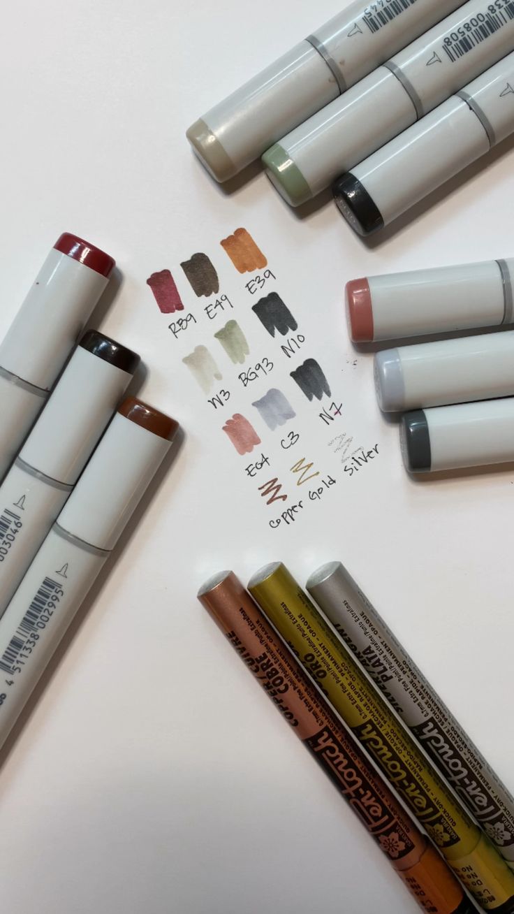 All the Copic Sketch Markers and Metallic Pens I used to render my Mad Max inspired PaperDolls | color palette inspo cover photo collage