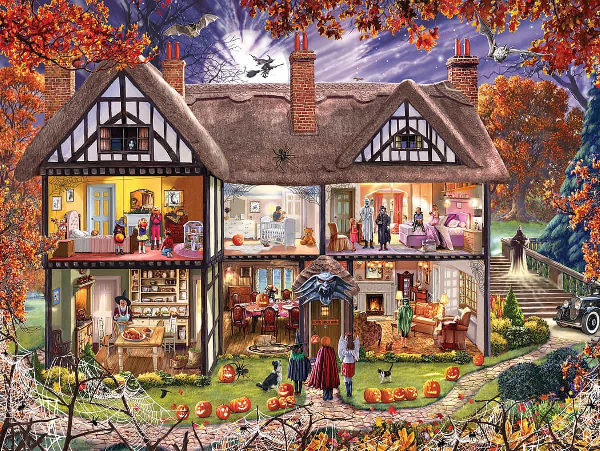Cozy Fall & Spooky Halloween Puzzles Worth Doing by Candlelight cover photo collage