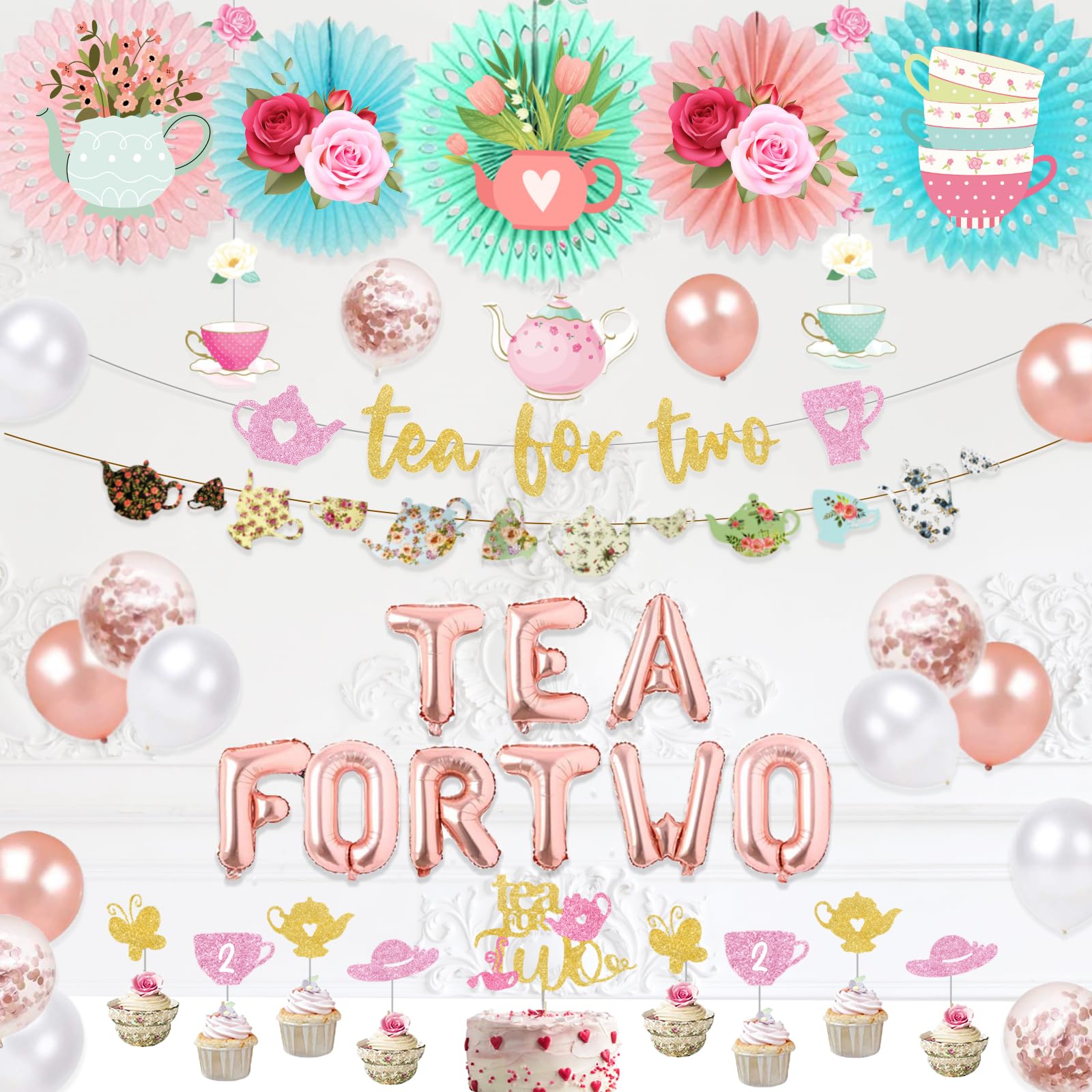 Tea for Two Party Theme Decor cover photo collage