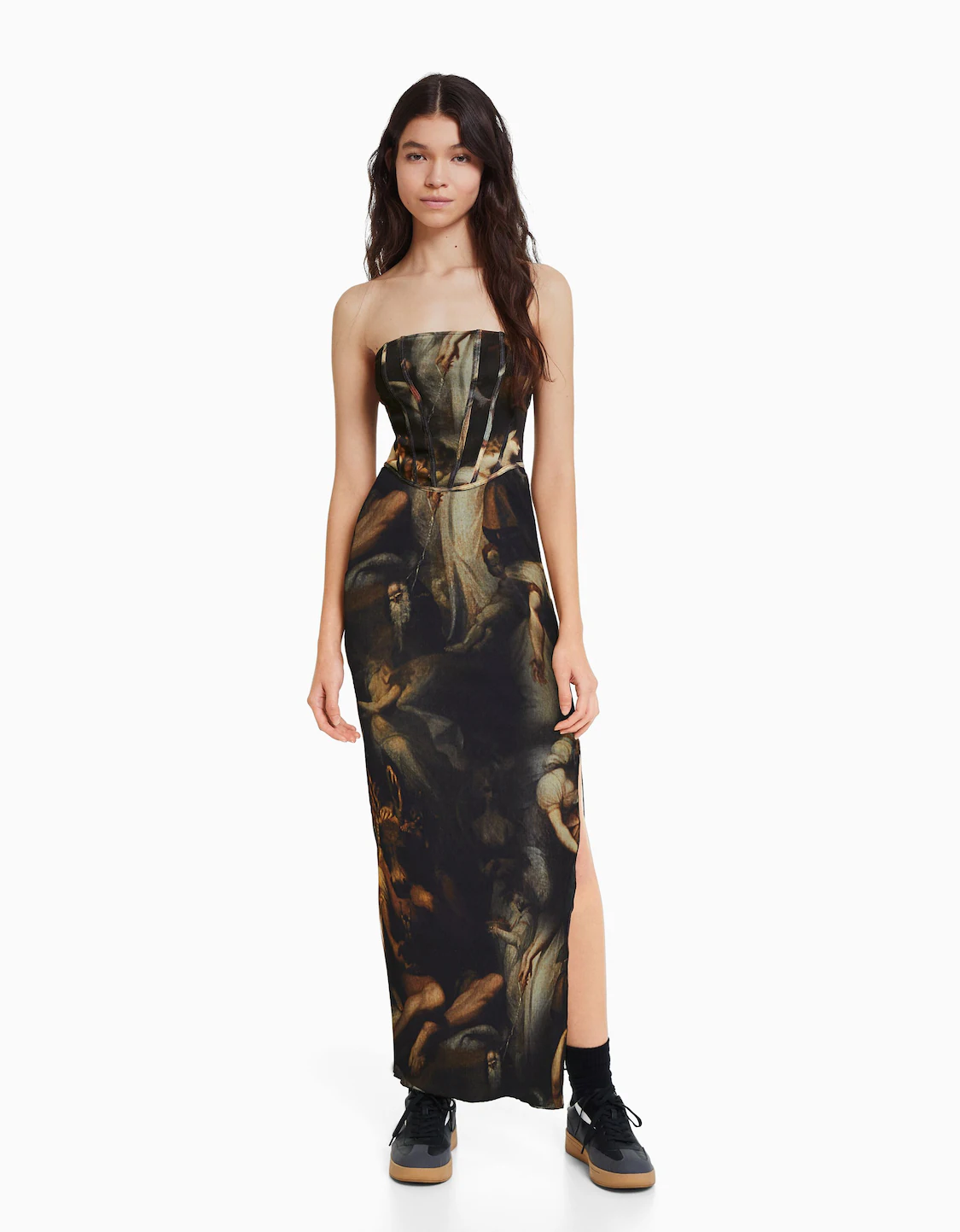 スペイン発☆Bershka♪テクスチャプリントのミディドレス bershka midi dress ganda ng fit nito ⭐️🔥⭐️ size small