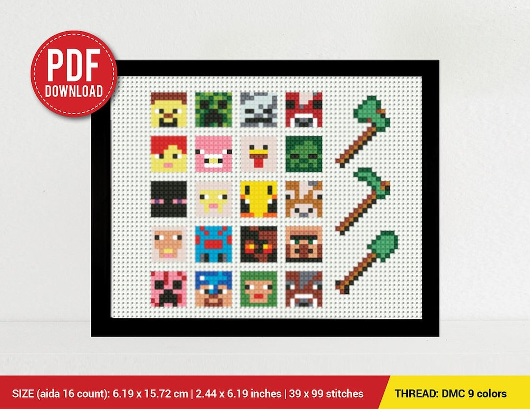 Minecraft Cross-stitch Patterns cover photo collage