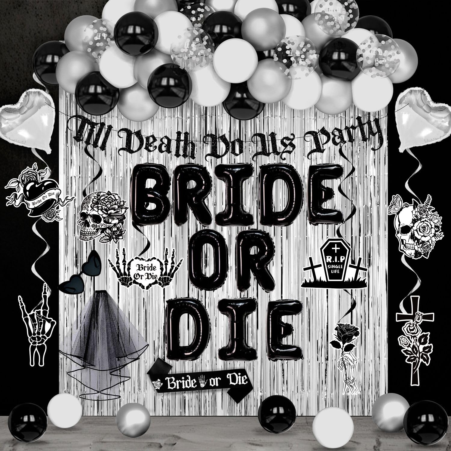 The ‘Til Death Do Us Party’ Bachelorette Theme That’s Equal Parts Spooky + Chic 💀✨🍾 cover photo collage