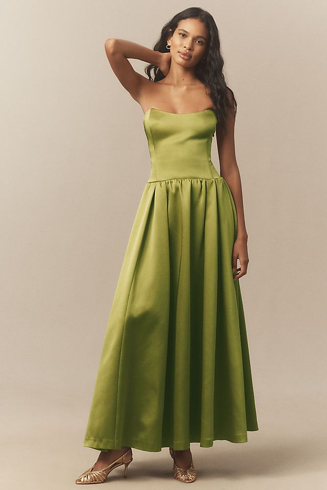 strapless fall dress Strapless Sheer Boned Waistline Ruched Hip Dress