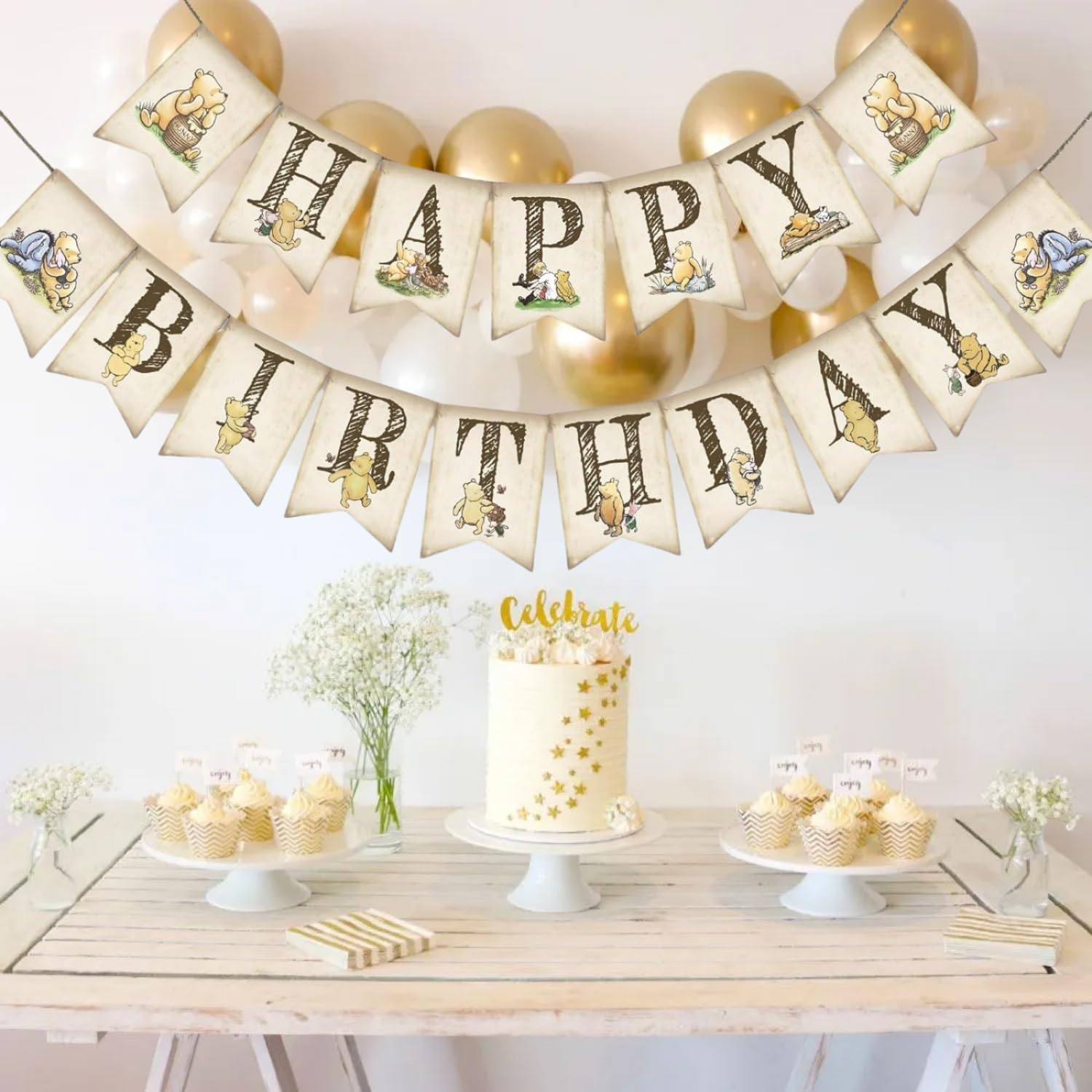 How is your baby already one?? Let’s celebrate!! Winnie the Pooh First Birthday Party cover photo collage