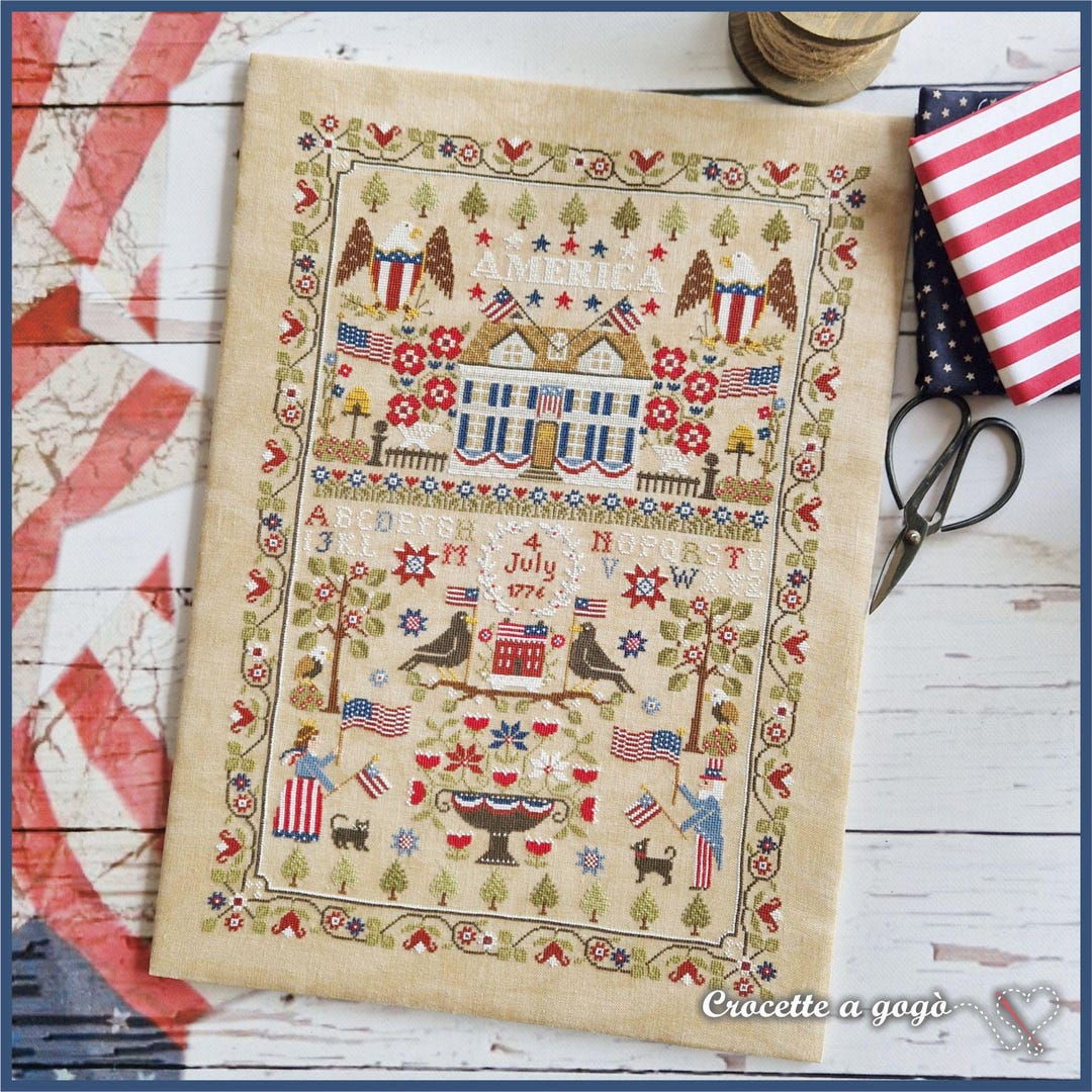 Thread That Needle! Cross-stitch patterns and supplies cover photo collage