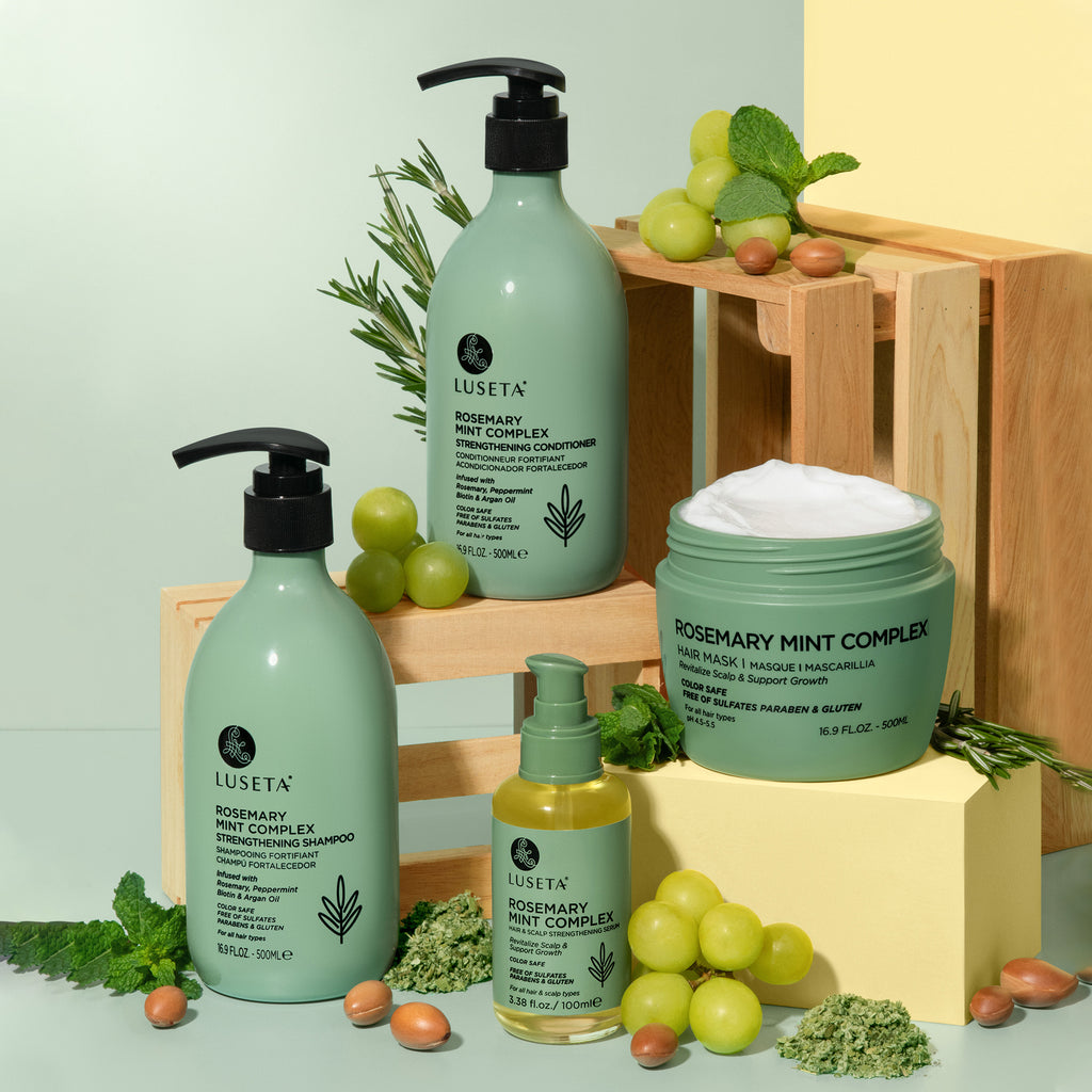 Hair care for oily scalp, thinning hair, dry ends cover photo collage