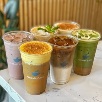 matcha + coffee spots i love in OC 🍵☕ cover photo collage