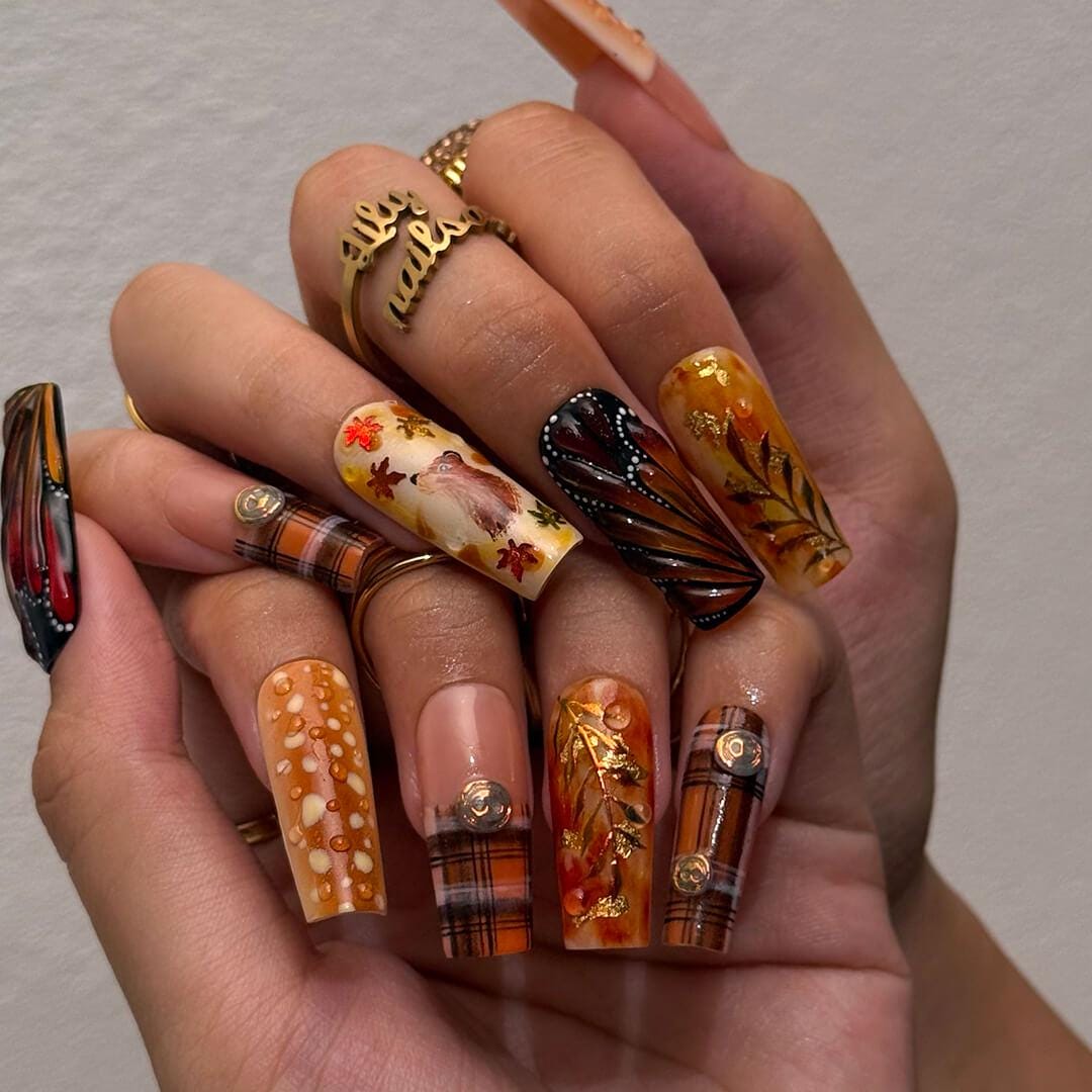 Fall nail sets: Cottage Core, Boho, Nature, Witchy, Goth, Fairy cover photo collage
