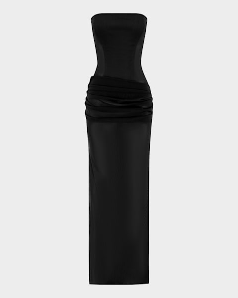 strapless black tie wedding guest dress Strapless A Line Sleeveless Black Wedding Guest Dress With Bowknot, Black / L
