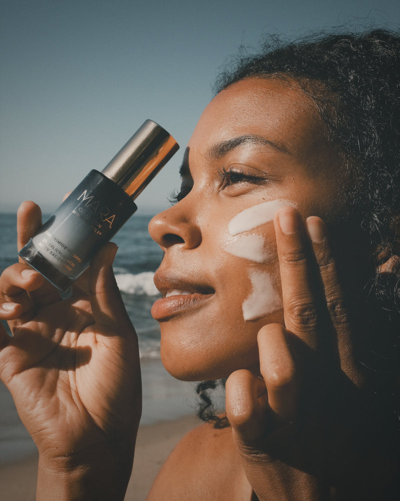 Products for acne prone skin cover photo collage