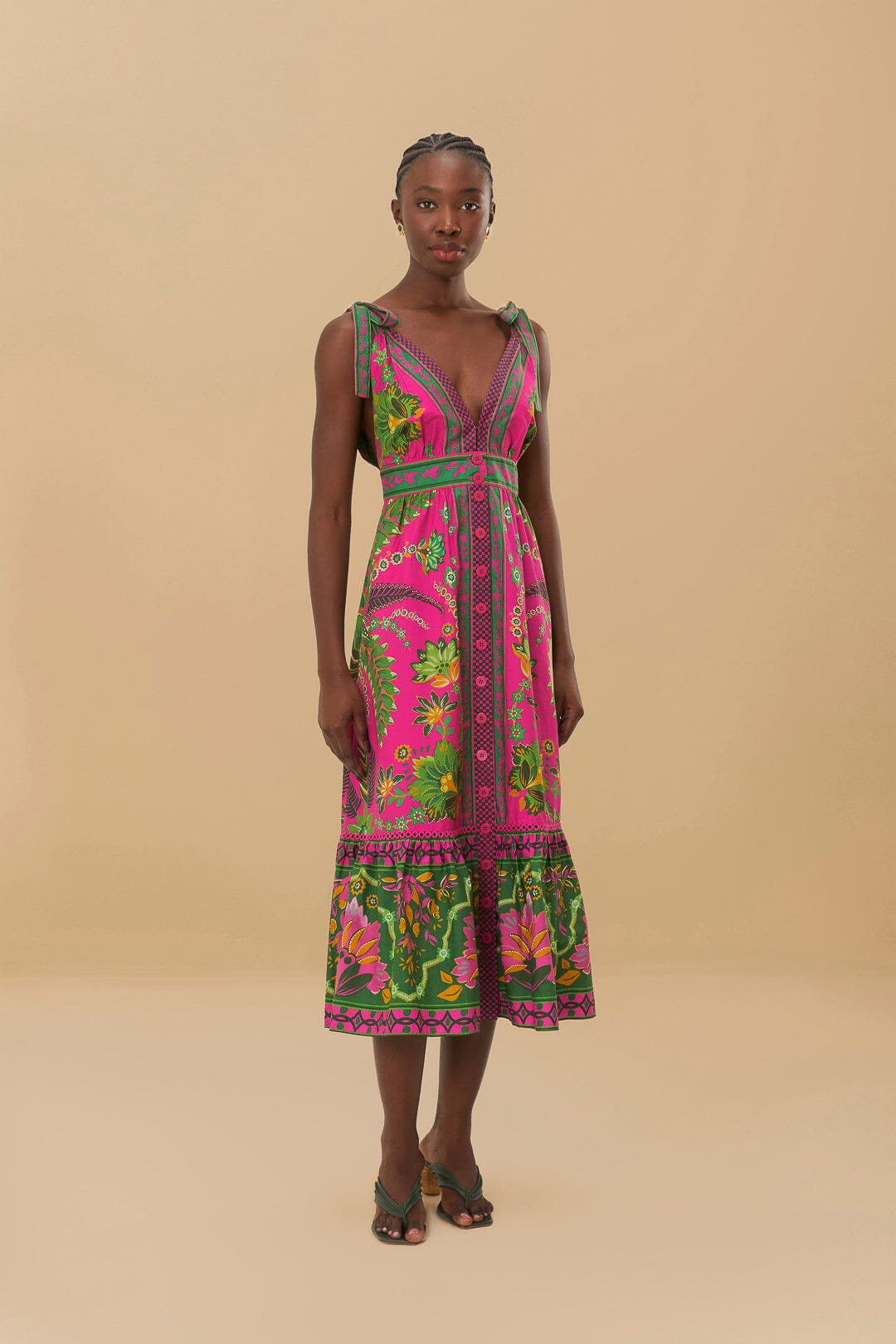 farm rio mixed pink prints maxi dress Farm Rio Mixed Pink Prints Maxi Dress by Farm Rio