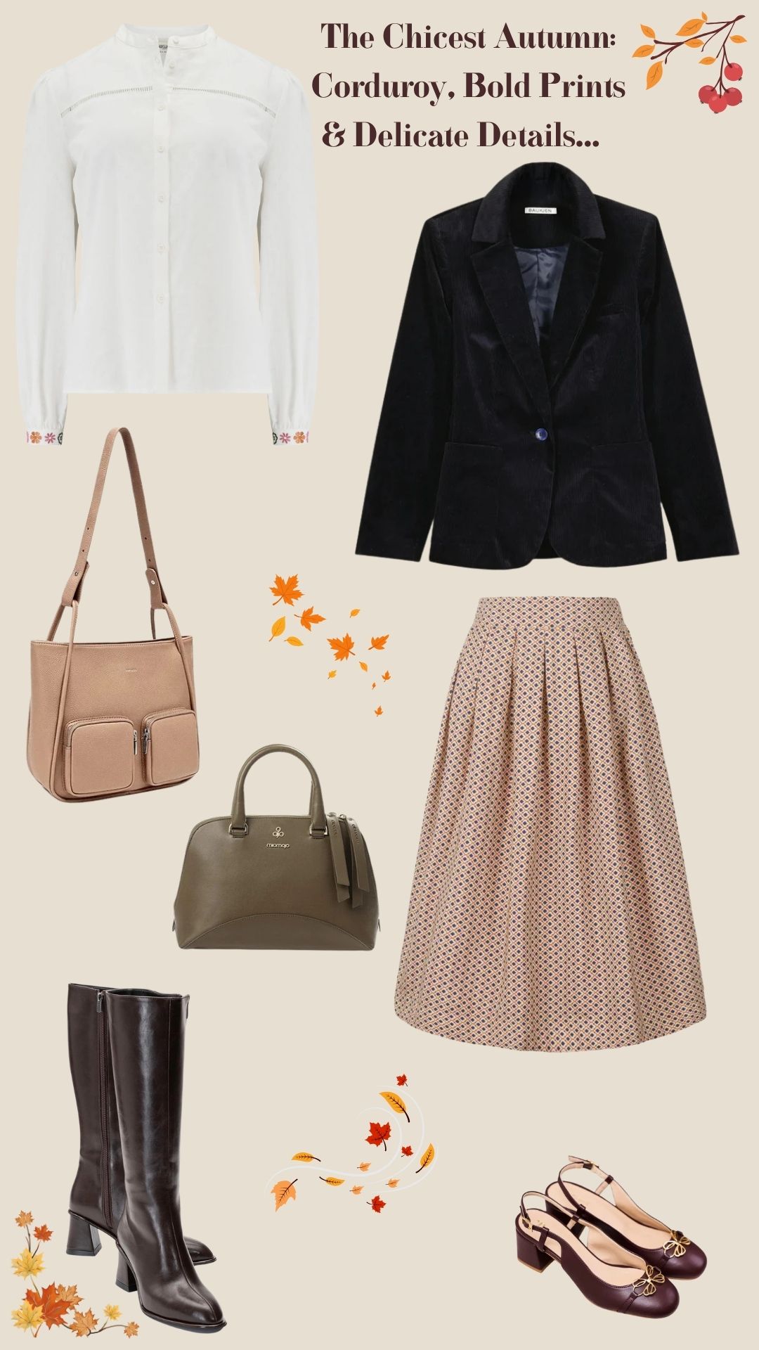 The Chicest Autumn: Corduroy, Bold Prints & Delicate Details cover photo collage
