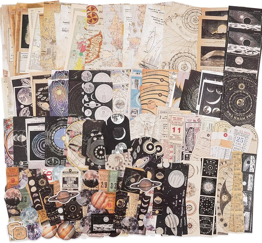 Scrapbooking and journaling supplies cover photo collage