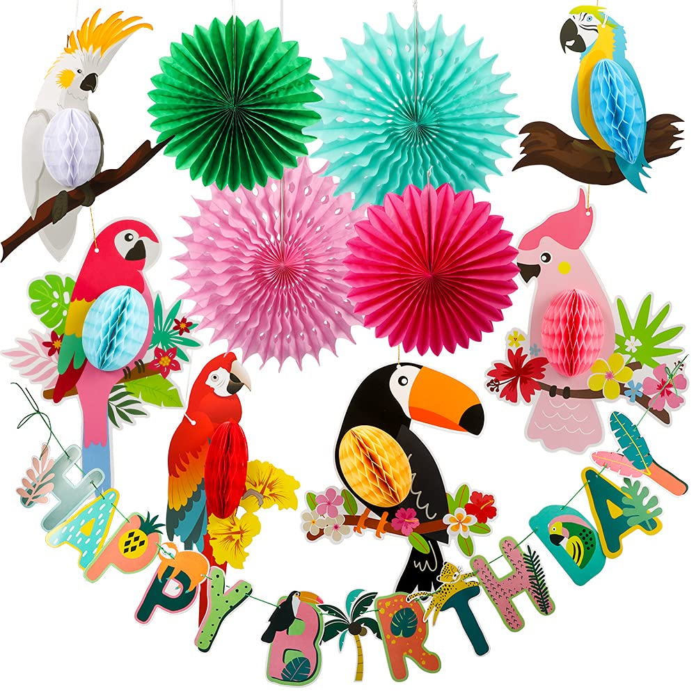Tropical, Luau, or Summer Themed Party Decorations cover photo collage