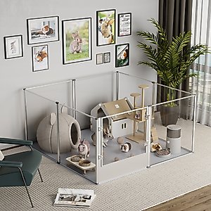 Cozy & Neutral Rabbit Room Furniture, Decor + Enclosures cover photo collage