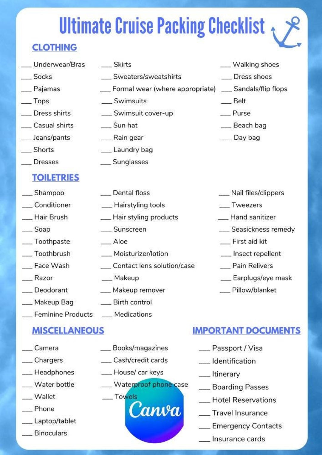 Cruise Essential Pack List  🚢 cover photo collage