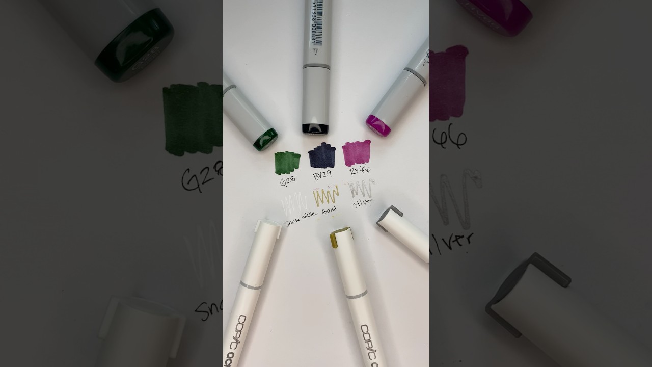 All the Copic Sketch Markers and Pens I used to render my New Year’s Eve mini PaperDoll collection | color palette inspo cover photo collage