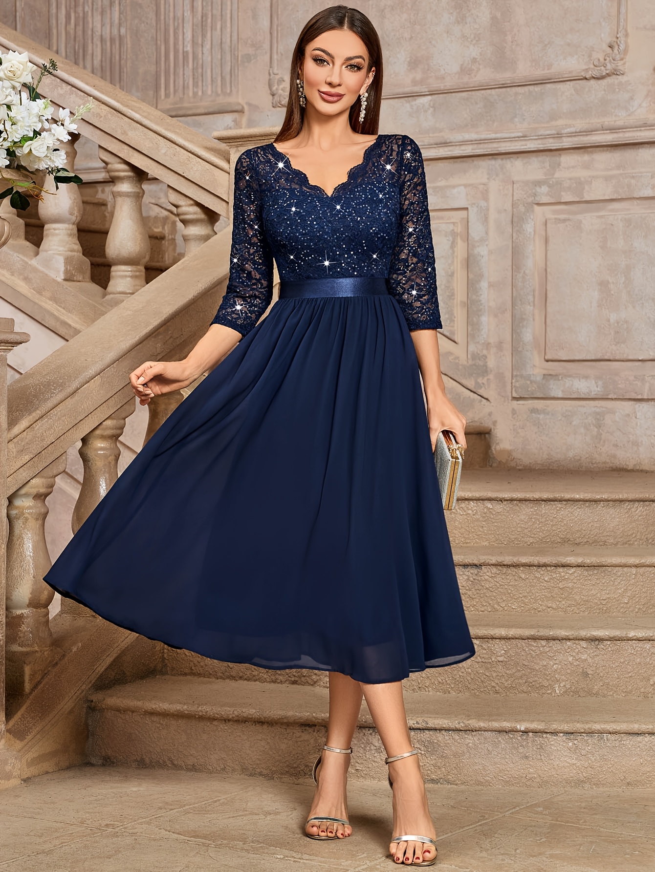 sachin and babi light blue dress Holiday 2025