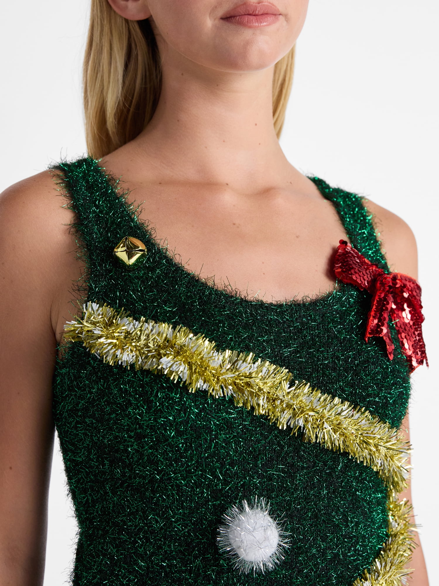 white christmas dresses Plus Size Christmas Tree Poncho by Bonton main image 0
