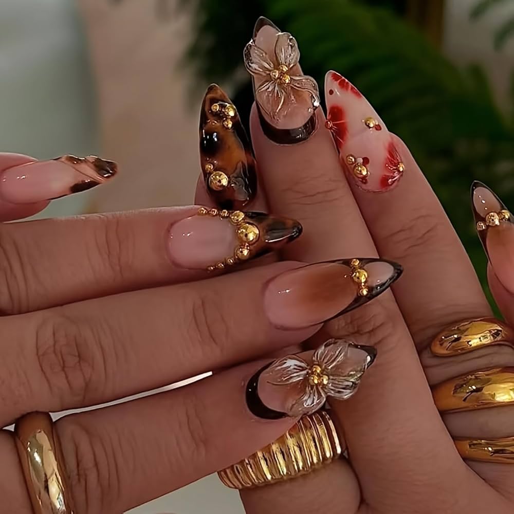 nail salon but at home press ons ✨🖤💅🏻 cover photo collage