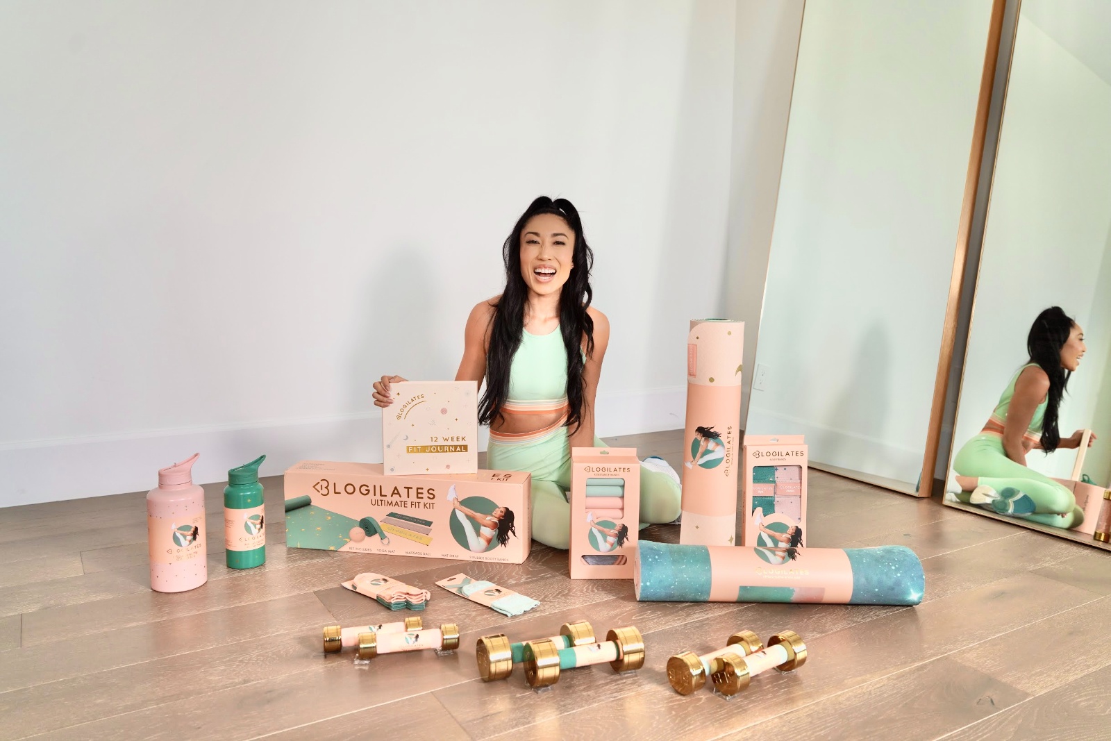 Fitness apparel and supplies cover photo collage