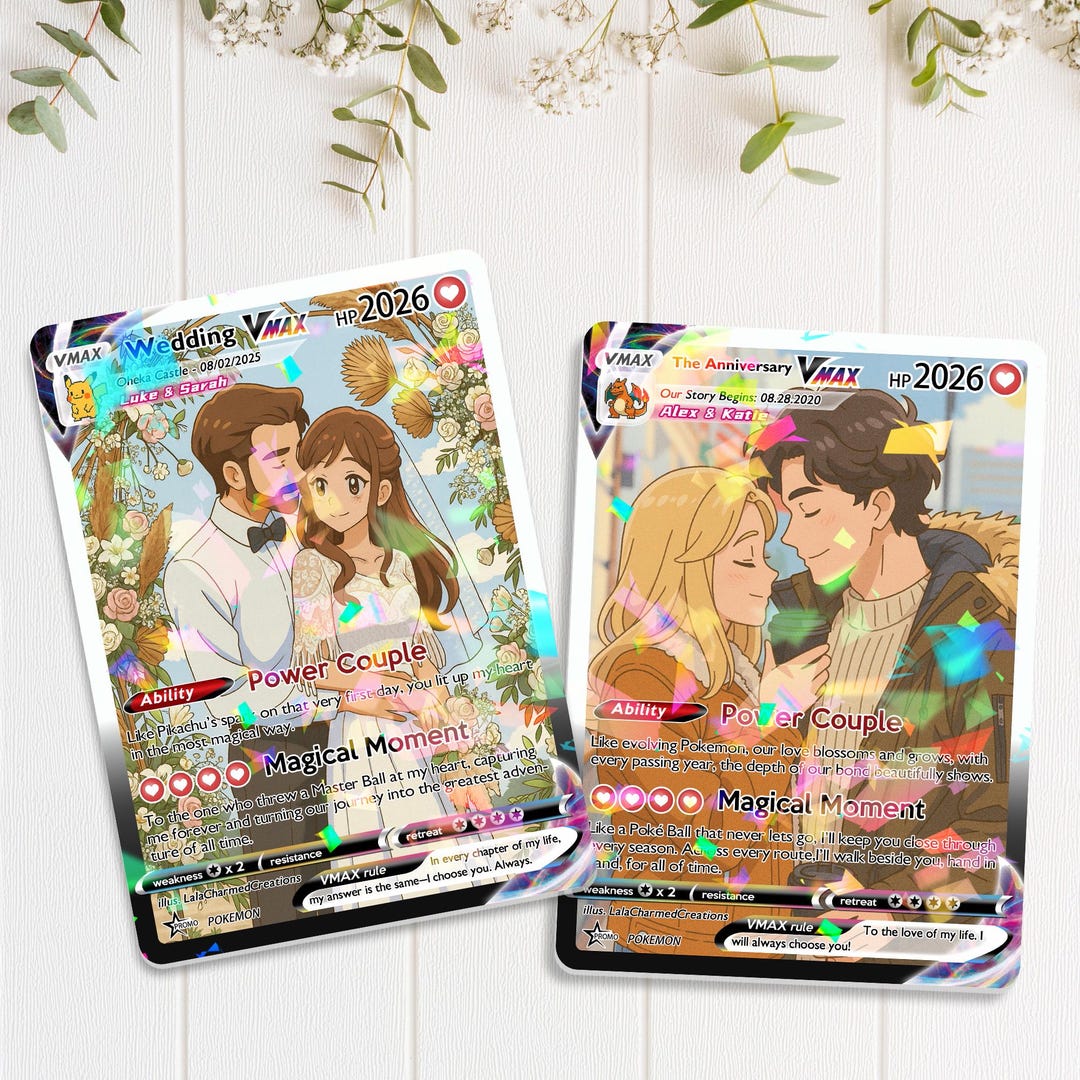pokemon card couple gift Nestura Customized Couples | Personalized Card Custom for Him and Her | Custom Anime-Inspired Present for Couples Couples Custom Poke
