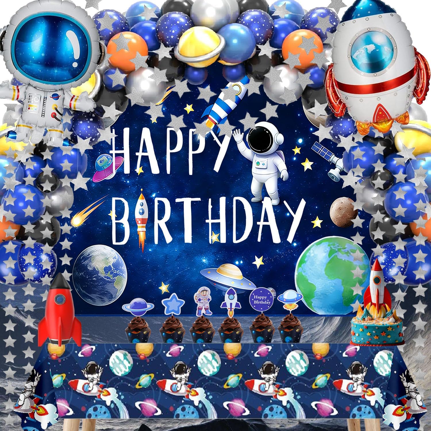 Everything you need for a Space Themed Party cover photo collage